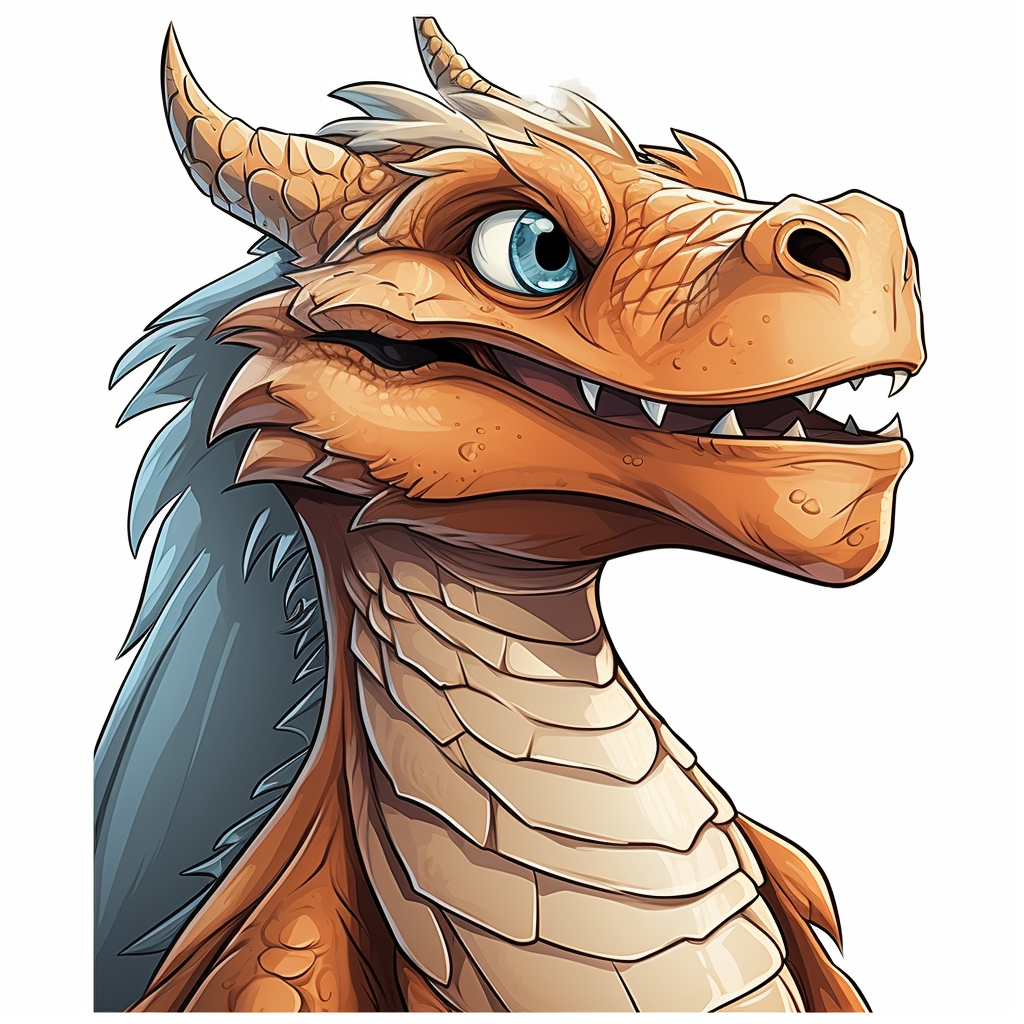 Brave male dragon smiling happily