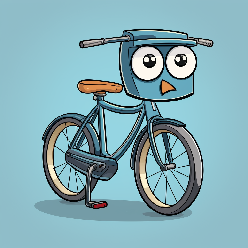 Cute talking bicycle with eyes and mouth