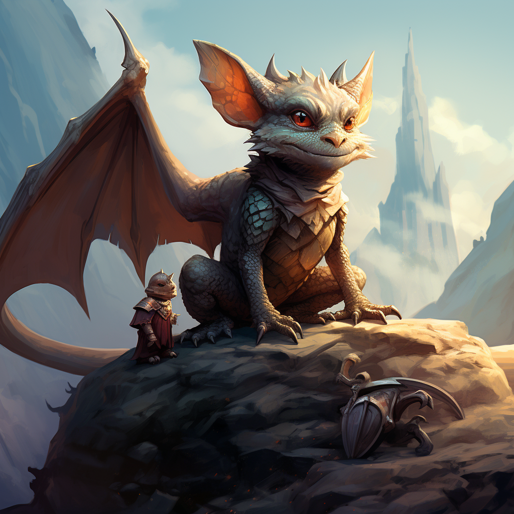 Courageous mouse standing on a defeated dragon