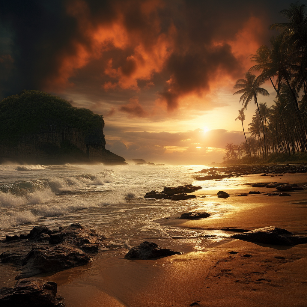 Scenic Brazil beach with palm trees