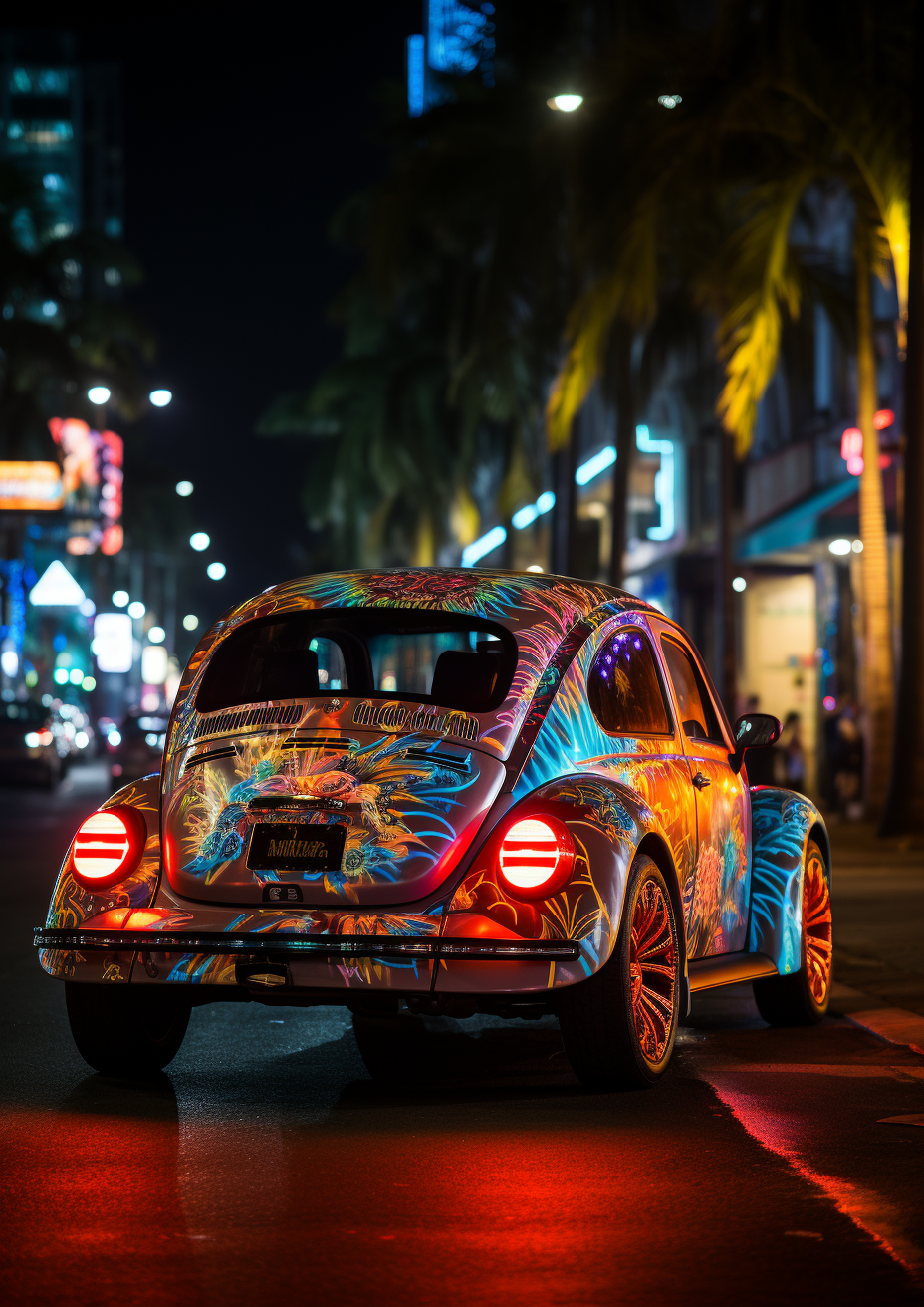 Volkswagen Beetle with Brazilian flag graffiti