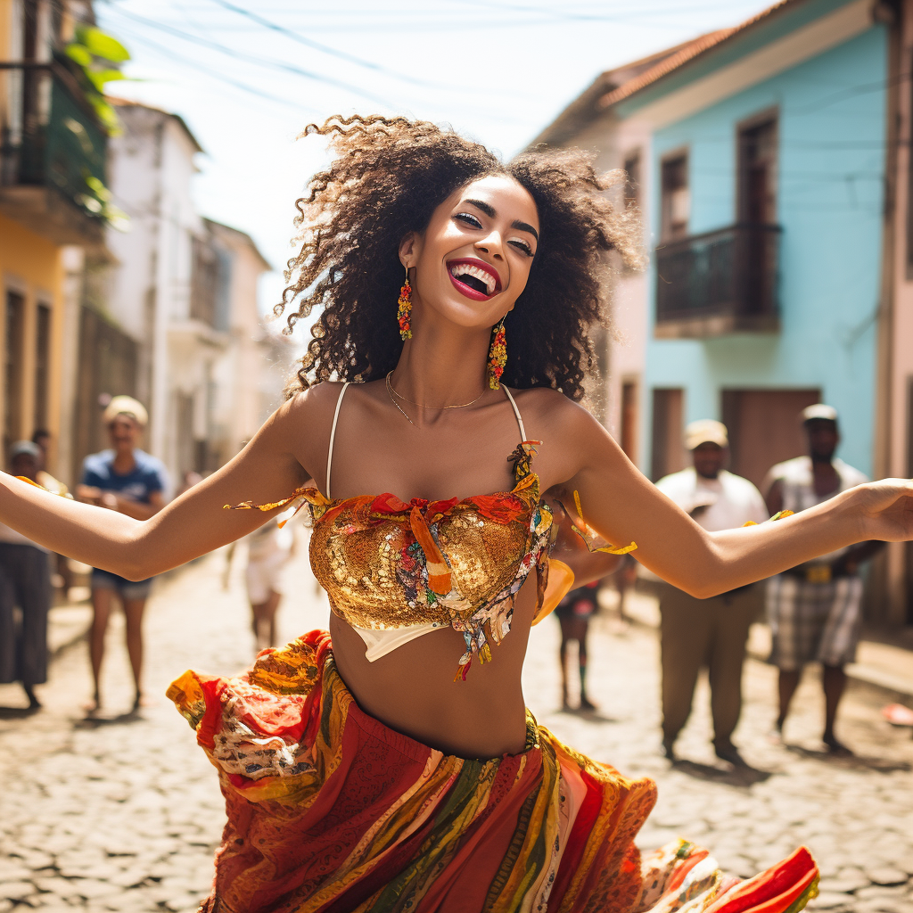 Brazilian girl dancing frevo in Salvador Bahia