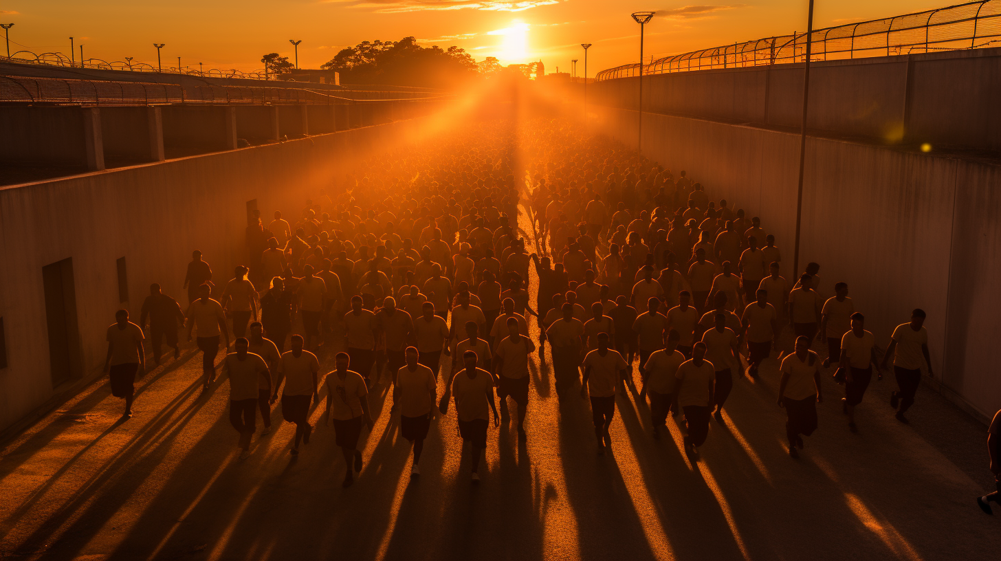 Aerial view of Brazilian inmates escaping