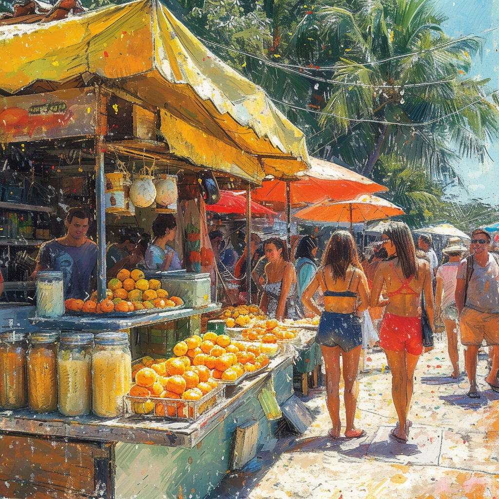 Brazilian street farmer market pastel stand