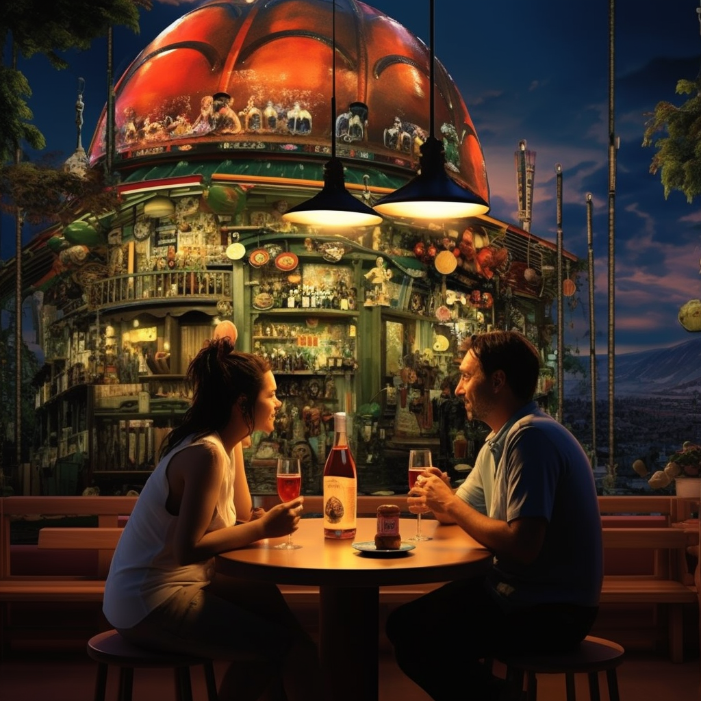 Two people enjoying Brazilian beer at a bar