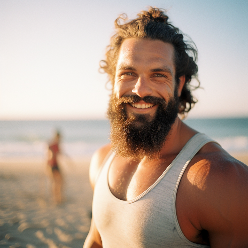 Attractive Brazilian bodybuilder at the beach