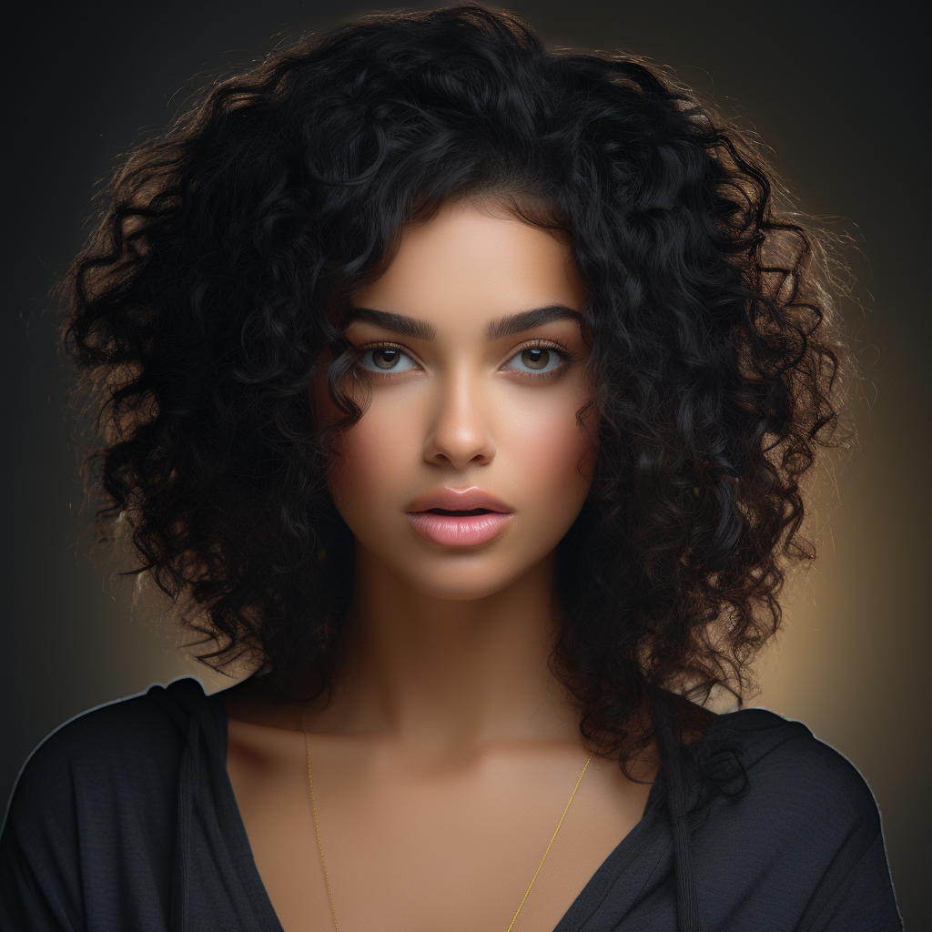 Pretty Brazilian woman with curly black hair