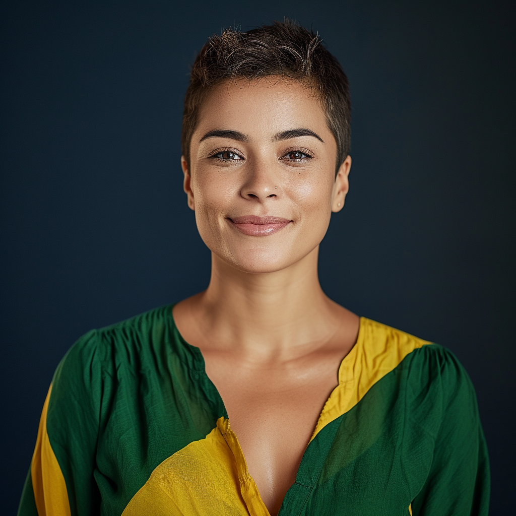 Brazilian woman with neutral happy expression