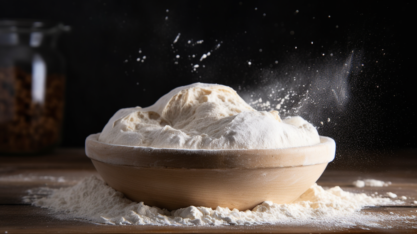 Fresh bread dough rising in bowl