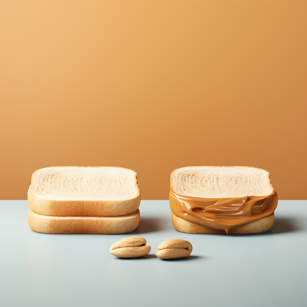 Minimal 3D Illustration of Bread and Peanut Butter