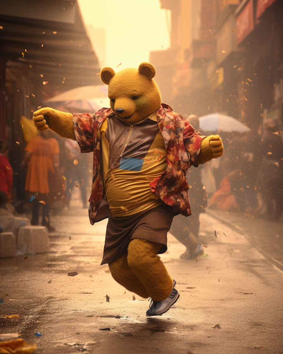 Breakdancing Winnie Pooh in Mexican Street Sandstorm