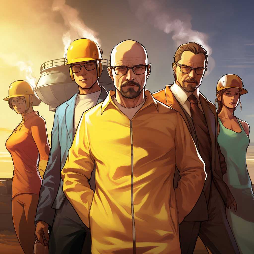 Anime style Breaking Bad characters