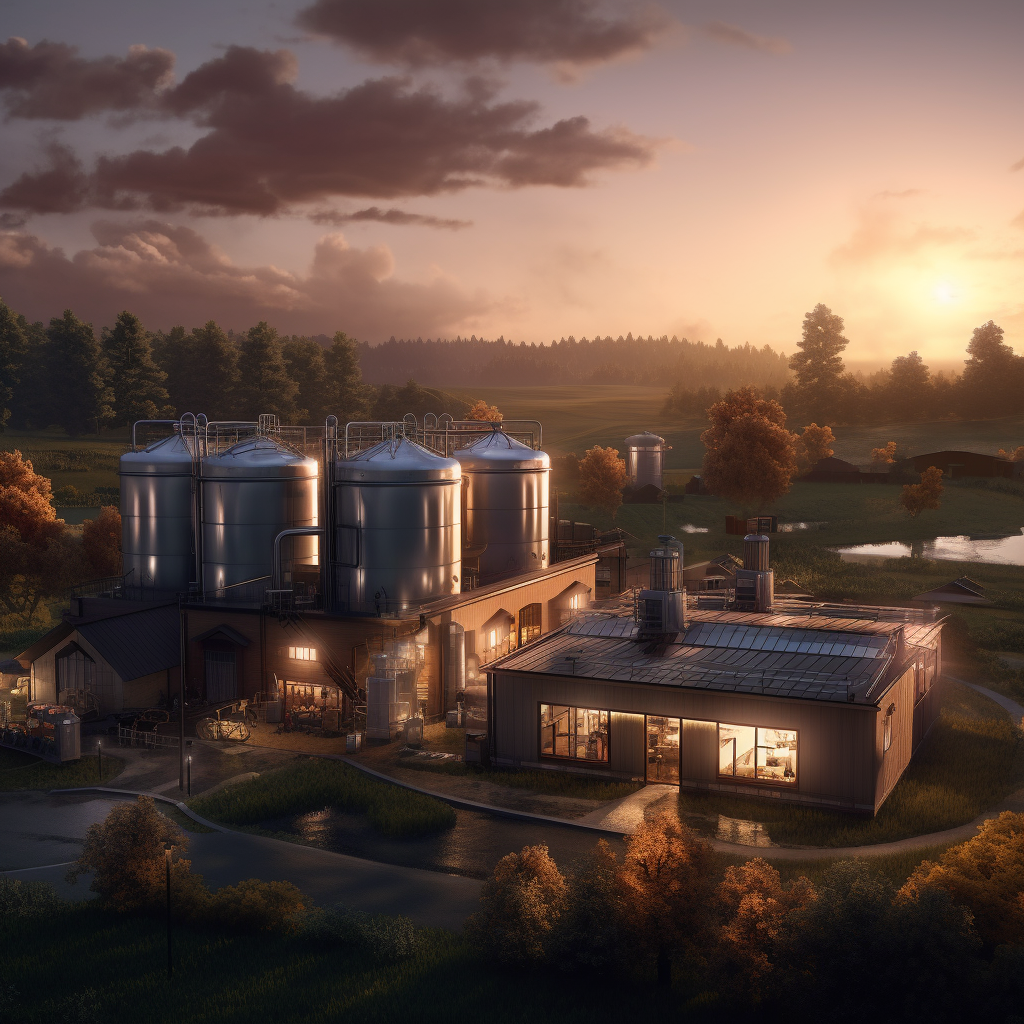 Stunning Brewery Landscape at Sunrise