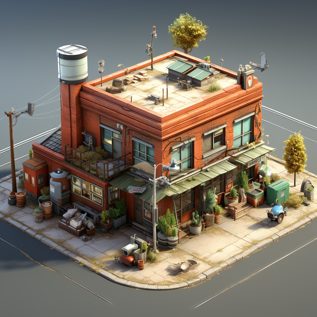 Isometric 2D Game Asset of Brick Community Center