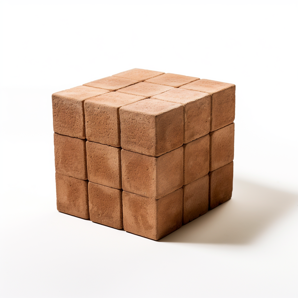 Brick cube on white background