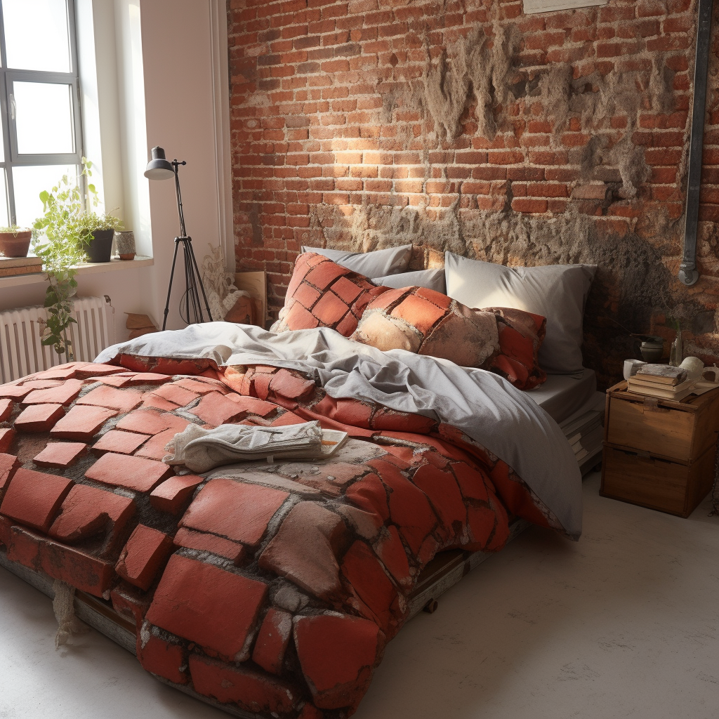 Brick-patterned duvet for bedrooms