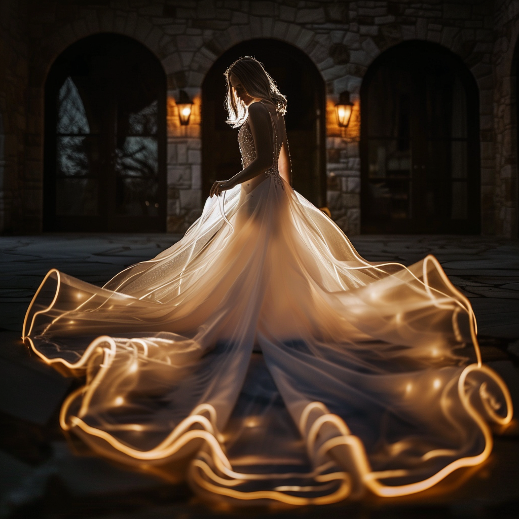 elegant bride glowing gown image