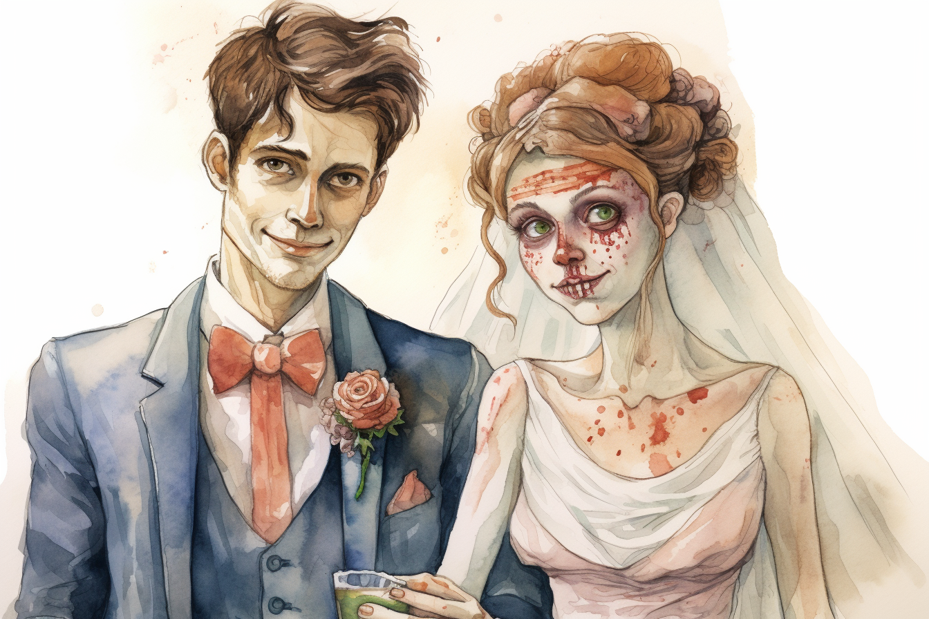 Drawing of bridegroom with ugly bride