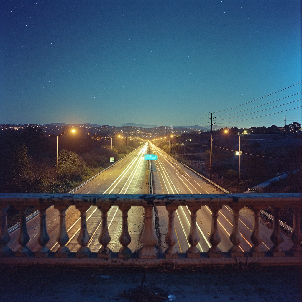 Nostalgic Night Bridge Highway Photo