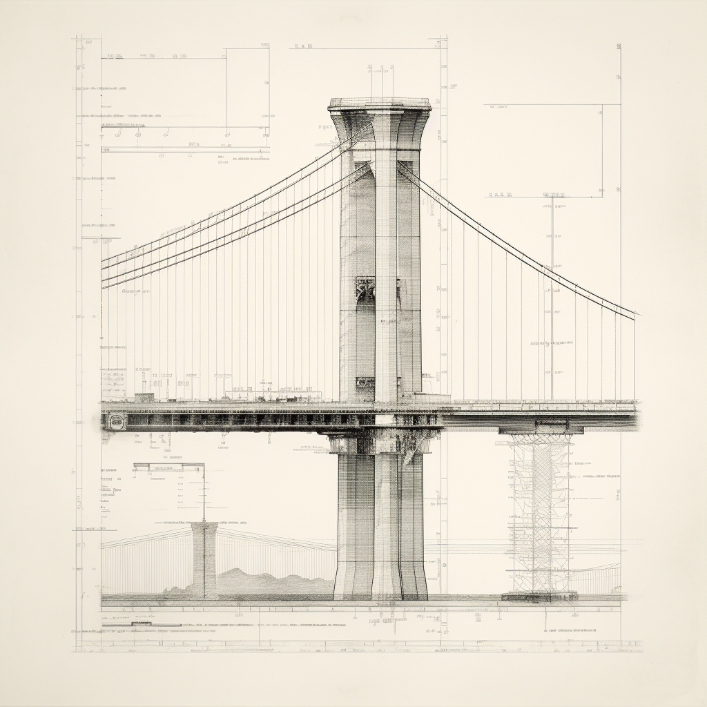 Bridge pillar blueprint with measurements