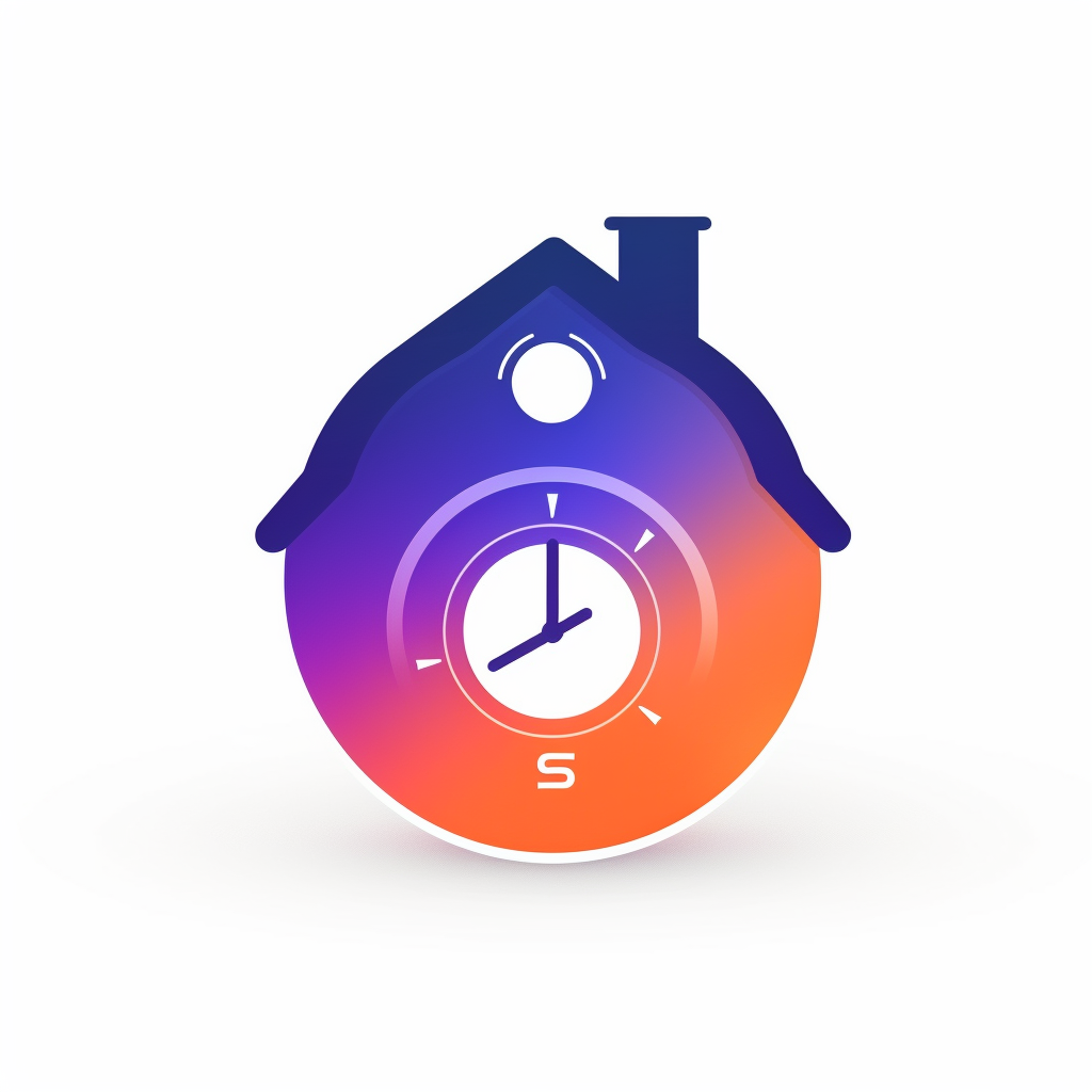 Vector logo of a stopwatch with a house  ?