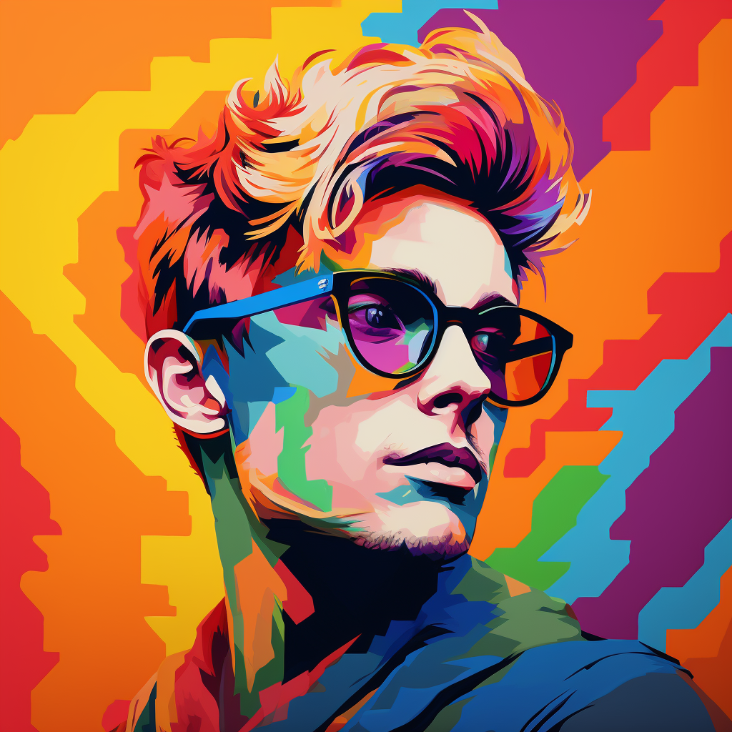 Utopian portrait of young man with glasses