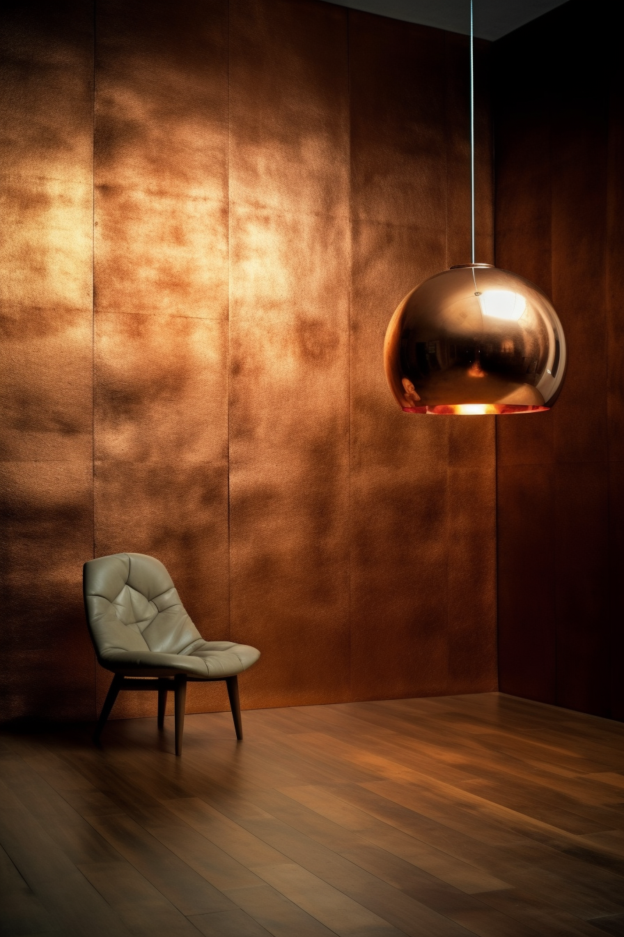 Stunning copper textured wall in a living room