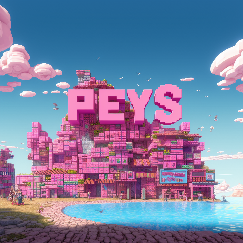 Close-up of Bright Pink Peyos Pixel Art Sign