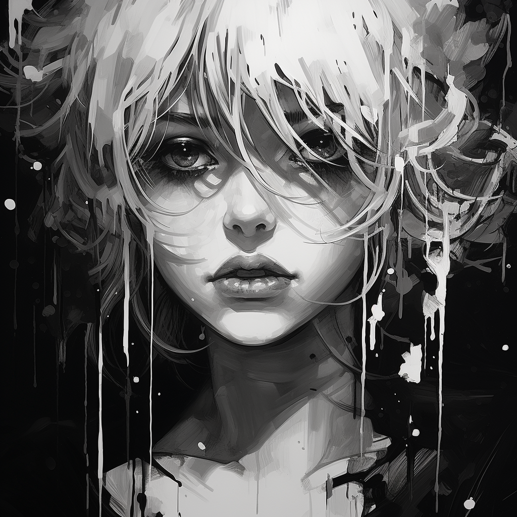 Beautiful manga strokes with dripping ink on white background