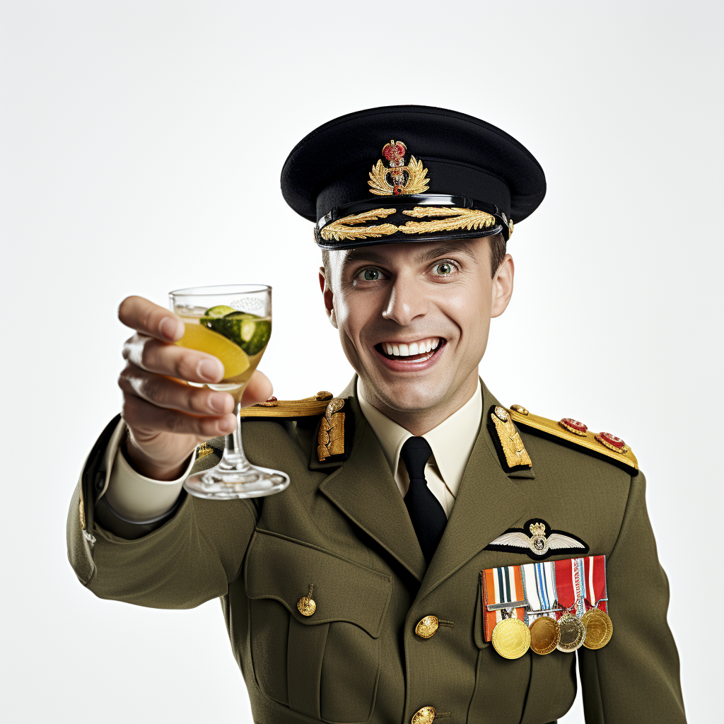 British Army Officer Toasting Gin Tonic