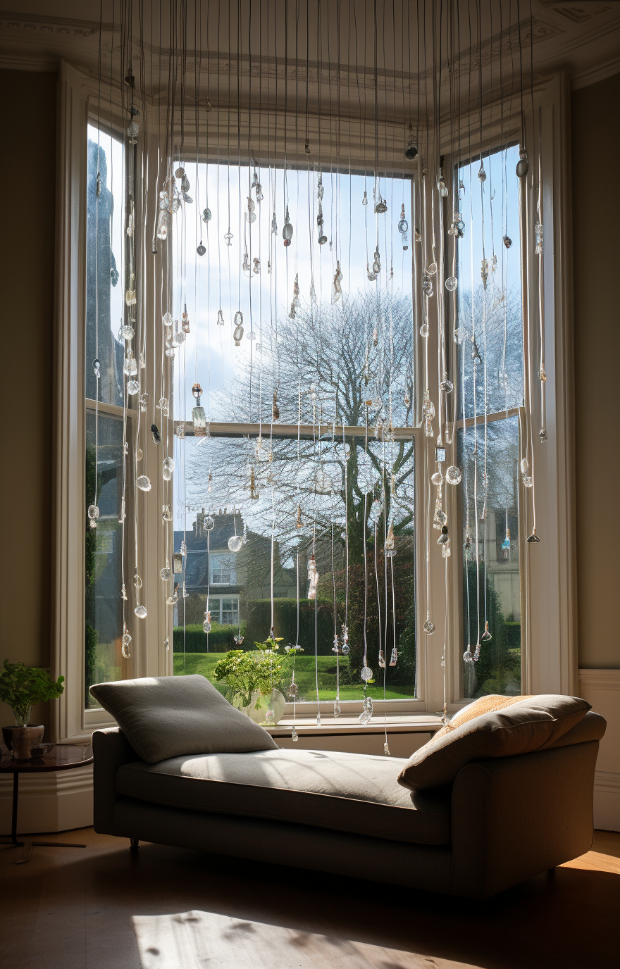 Art installation of chains in British home