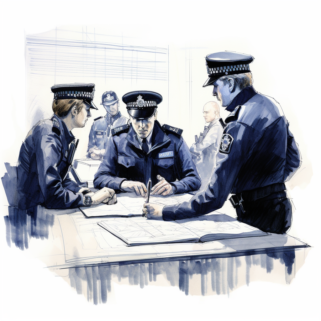 British police briefing sketch