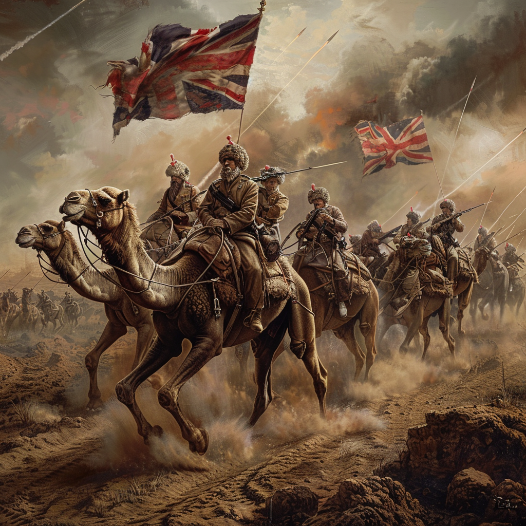 soldiers on camels charging war