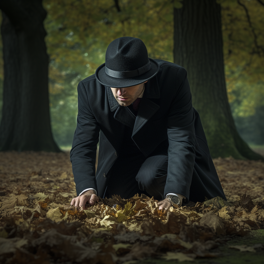 British Spy Searching Golf Ball in Woods