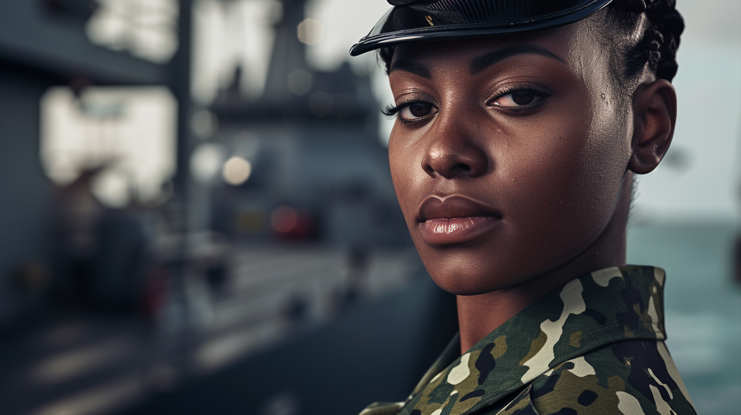 Portrait of a British Black Female Navy Soldier