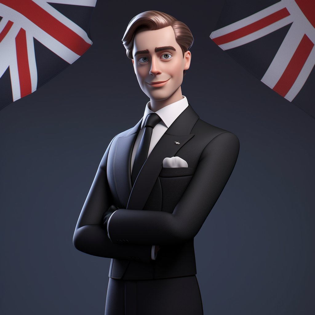 Sophisticated British Butler in Black Suit