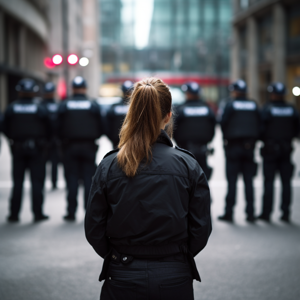 British police woman with blurred background