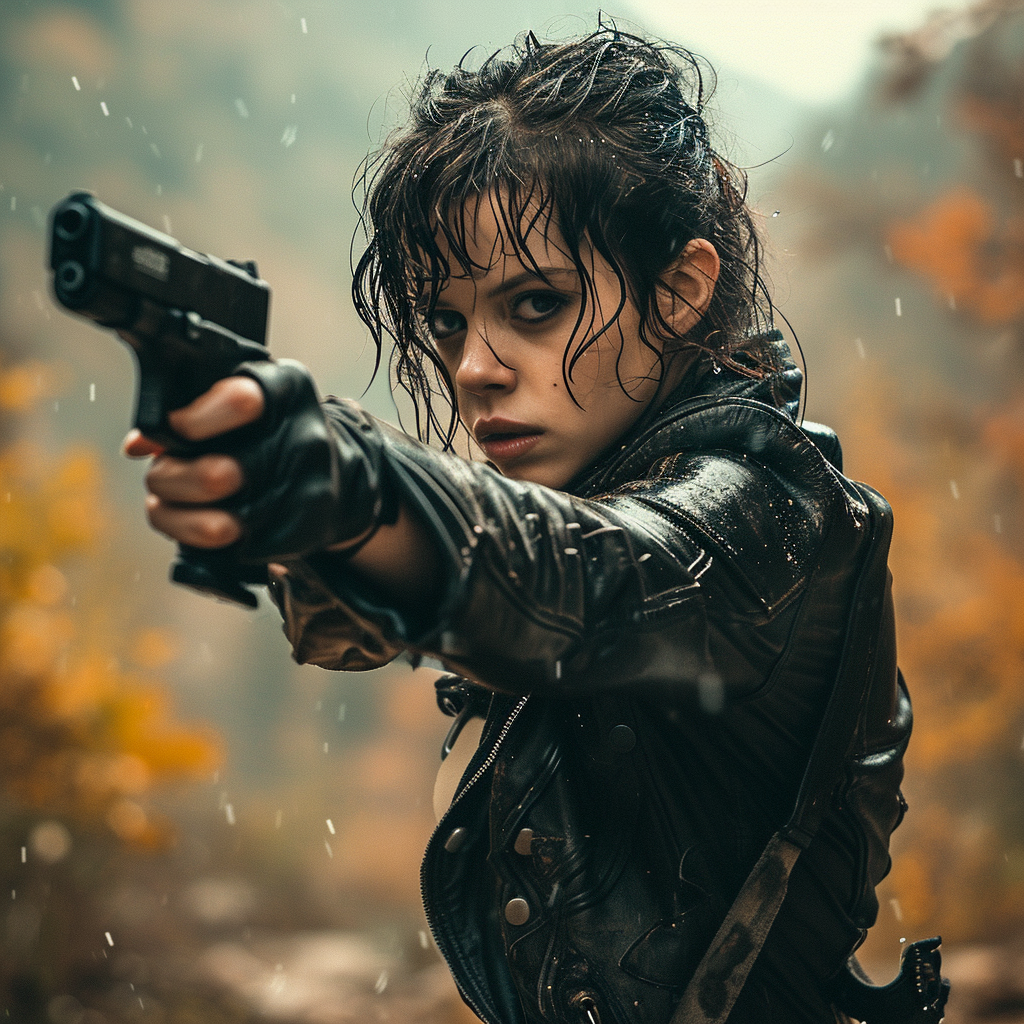 Brittany Murphy fighting zombies in the mountains