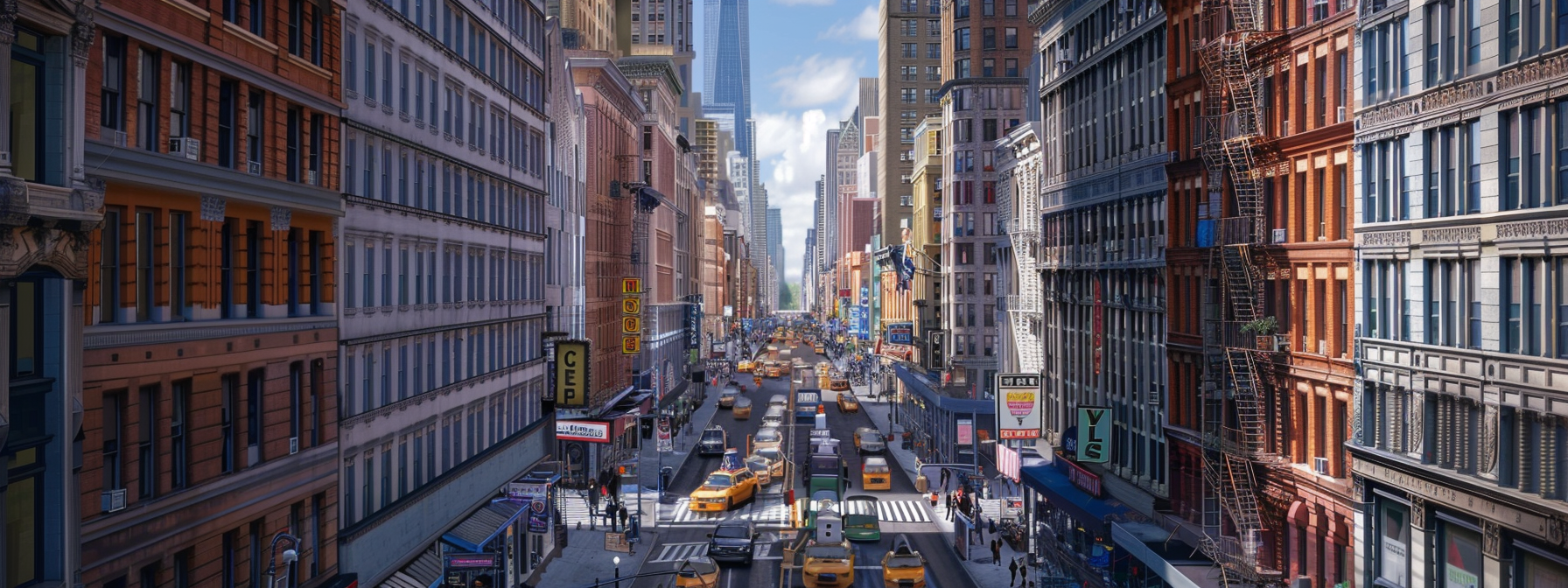 photorealistic view broadway new york