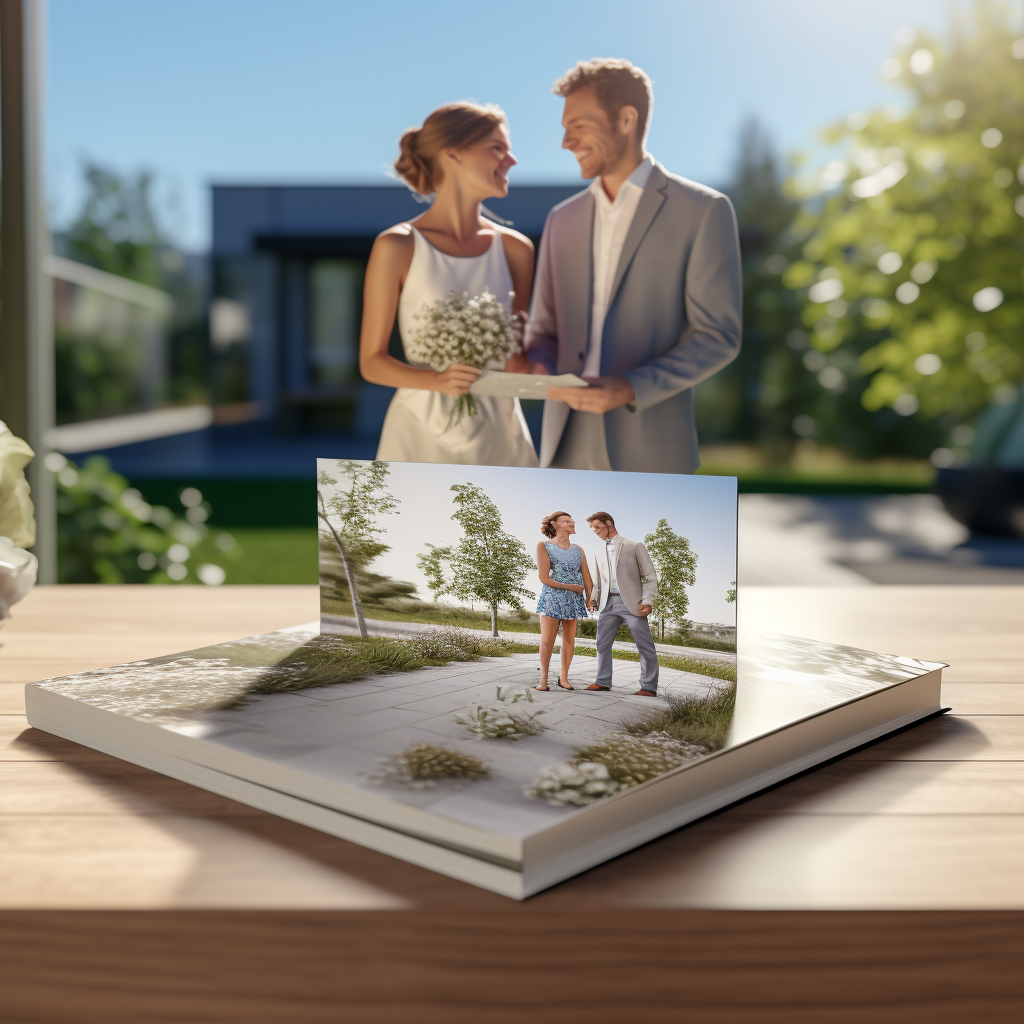 Elegant wedding brochure displayed on table