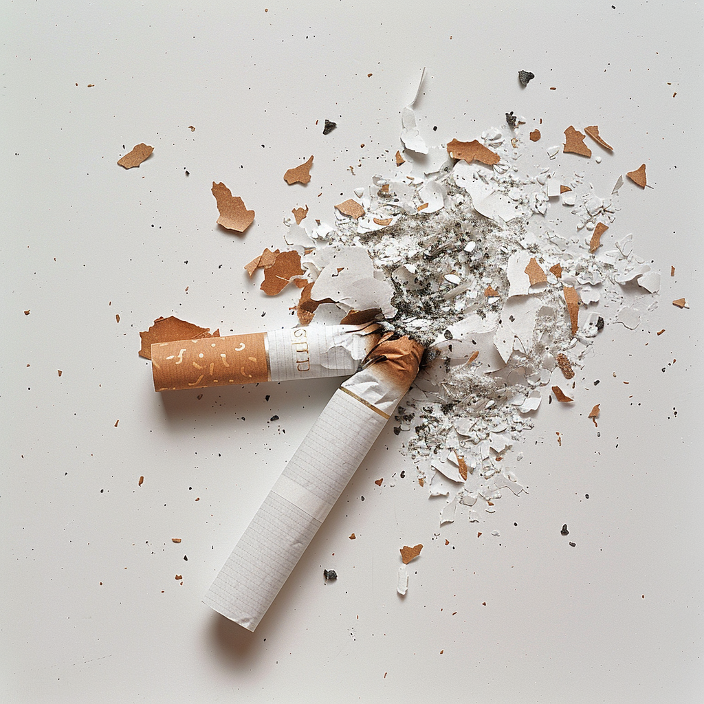 Broken Cigarette On White Background