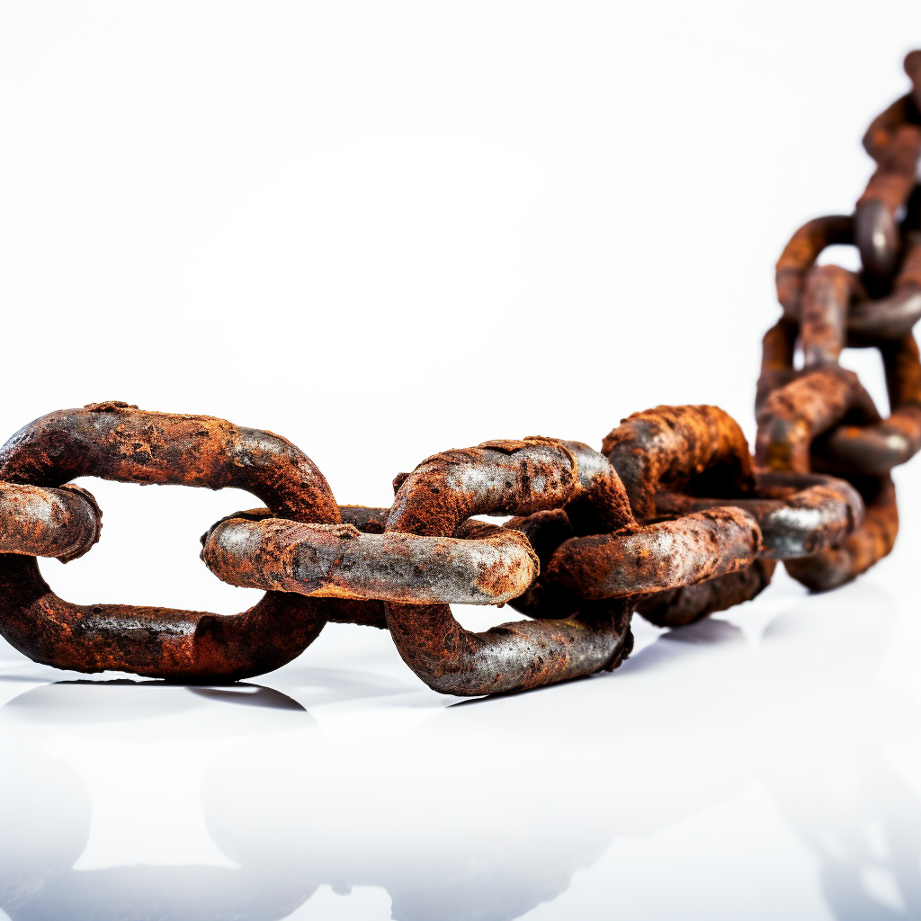 Image of Broken Links on a Rusty Chain