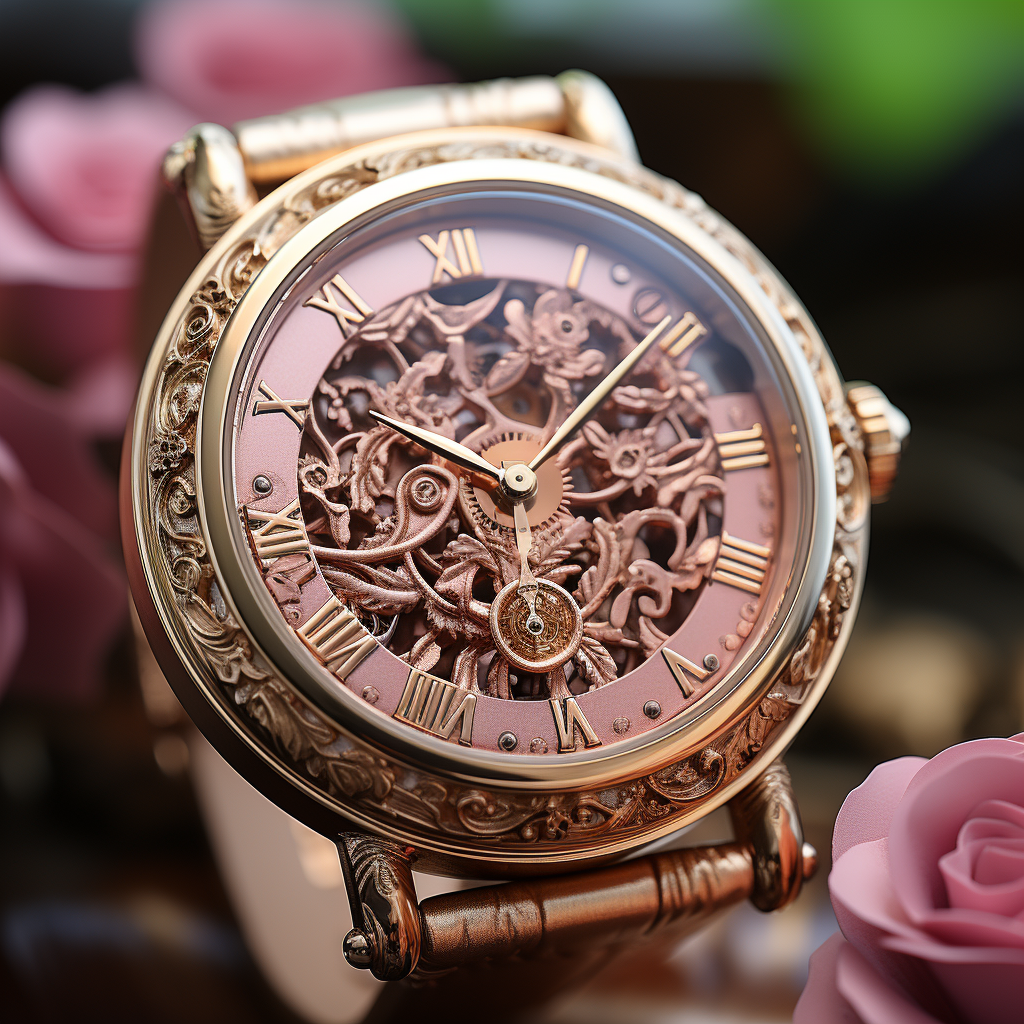 Beautiful broken pocket watch with rose