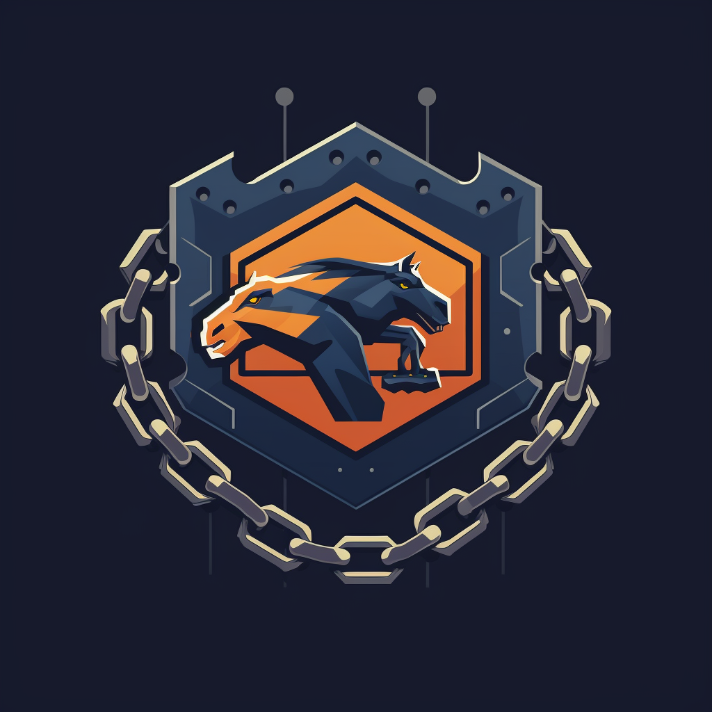 Bronco merging with chains vector logo