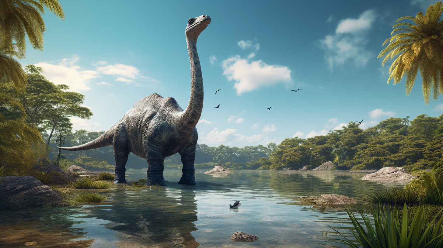 Beautiful Brontosaurus on Island