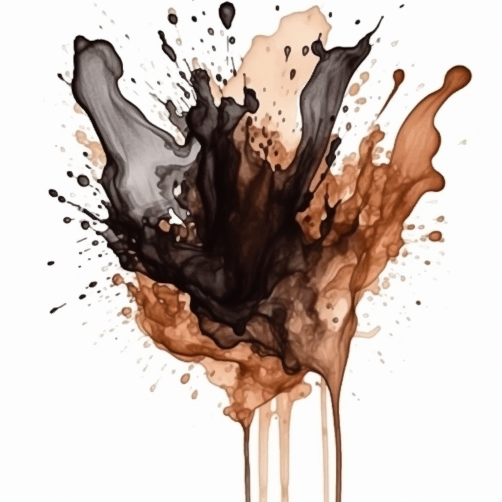 Watercolor style brown and black splash