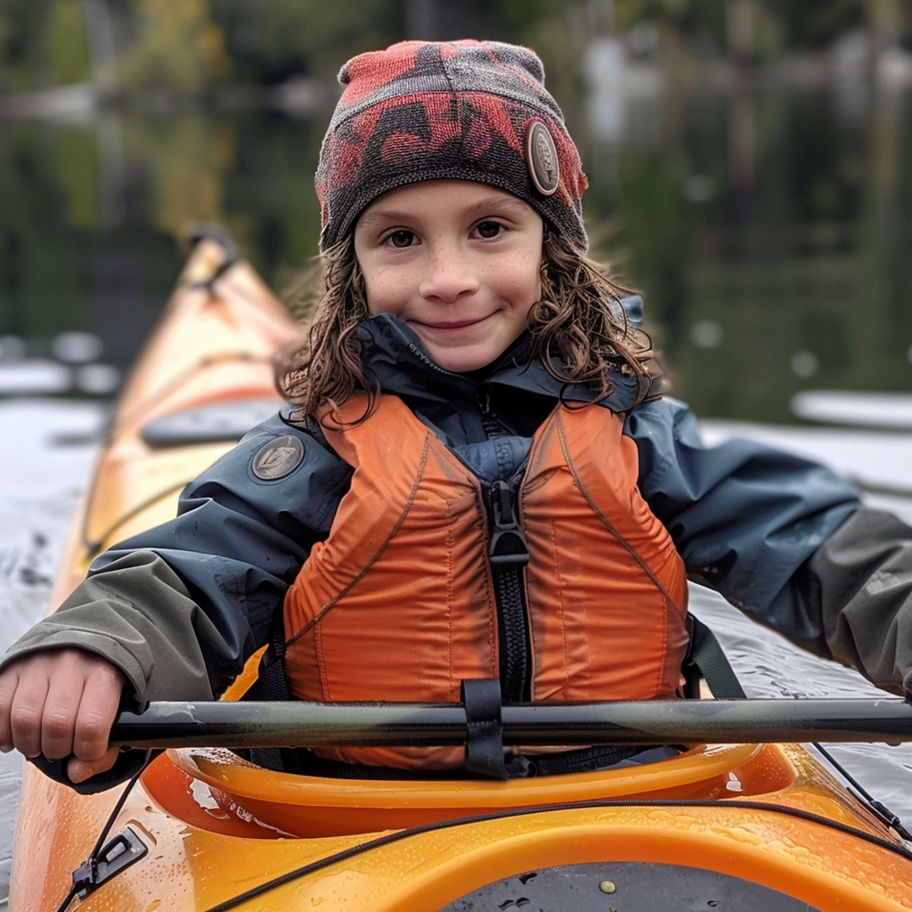 Six-year-old boy kayaking