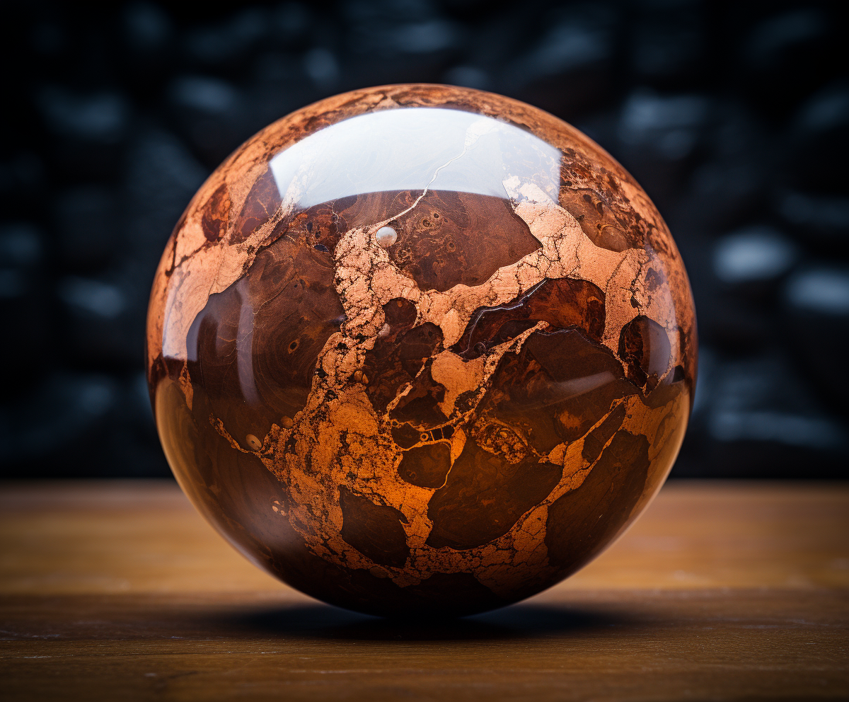 Minimalistic brown burl wood with rose gold etchings