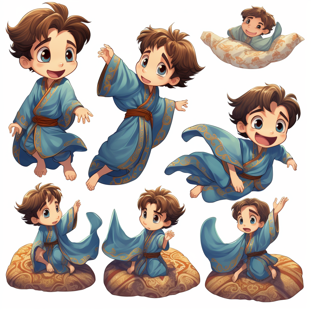 Brown Haired Boy on Flying Carpet