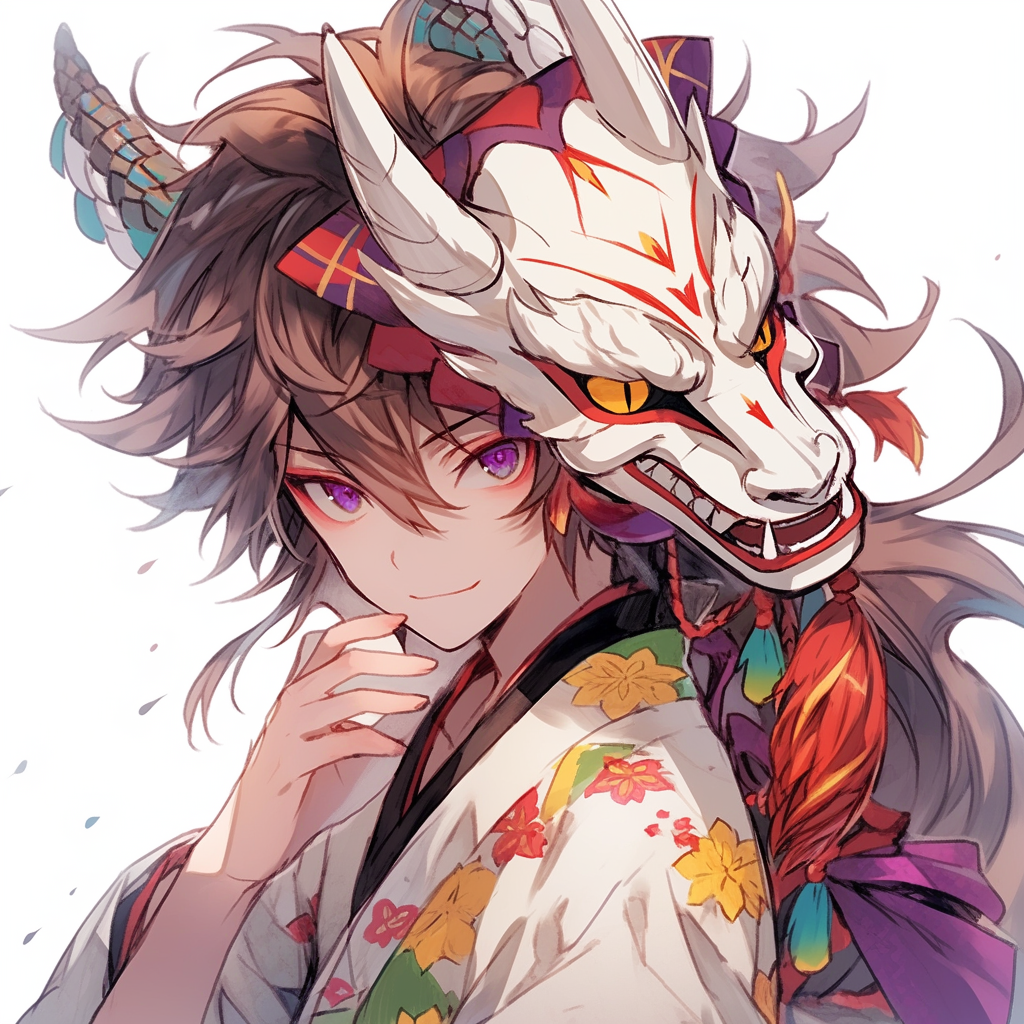 Boy with Wolf Ears Holding Mask